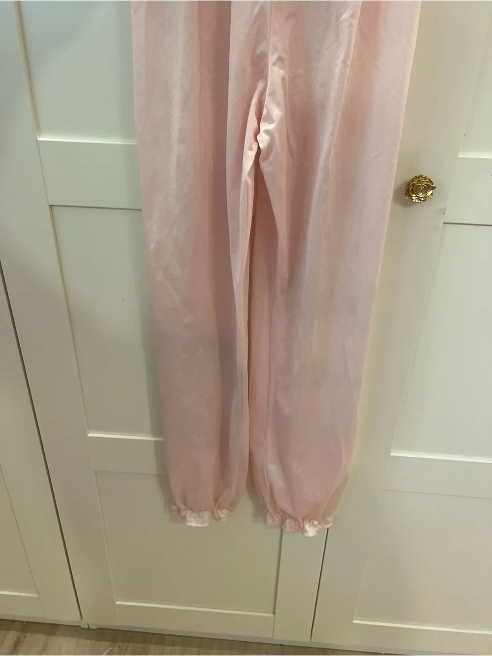 Soft Pink Lace-Trim Satin Ladies Nightwear